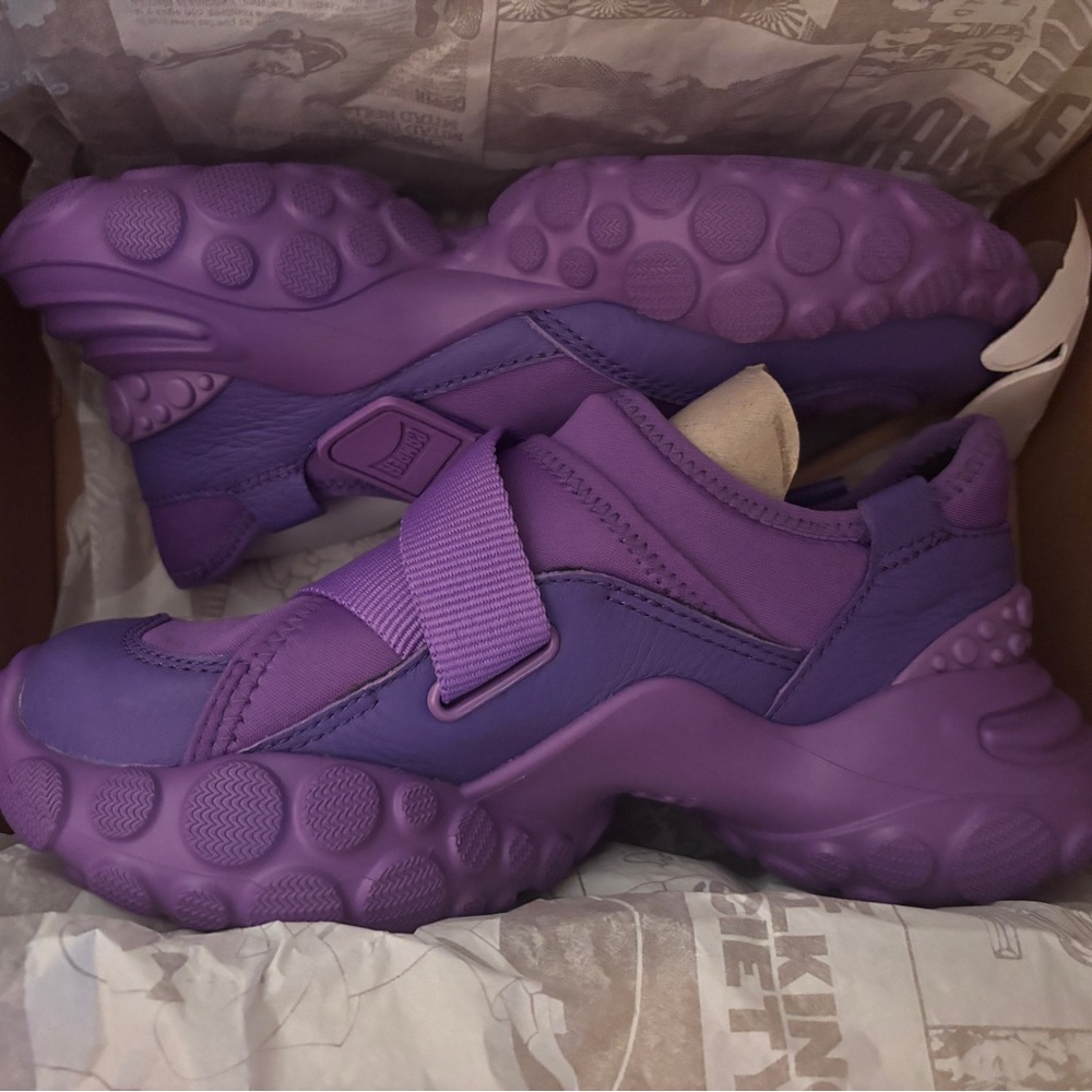 NIB! 💜 CAMPER 💜 Pelotas Mars Purple Textile/Leather Sneaker sz 6 womens